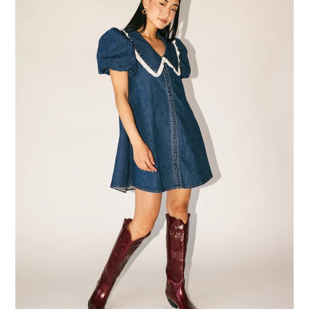 Zoco Poppy Collared Puff Sleeve Mini Dress